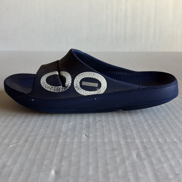 Oofos Ooahh Blue Sport Slide Sandals - Picture 4 of 11